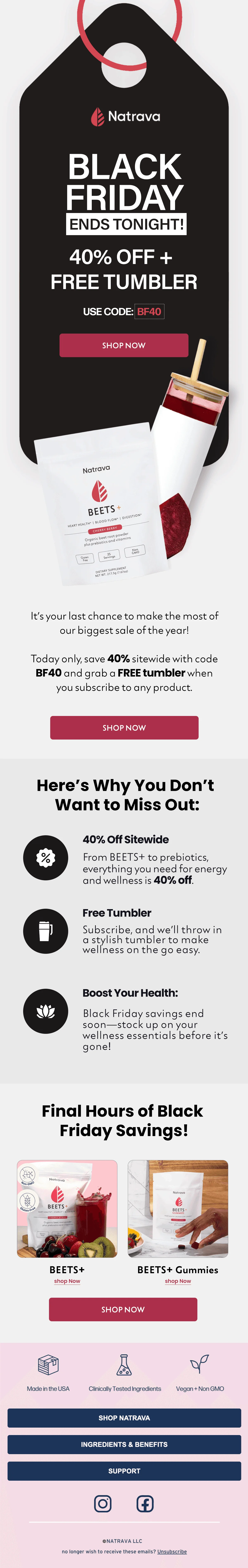 Natrava email design
